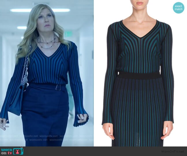 Kenzo Fitted Long-Sleeve V-Neck Sweater worn by Debra Newell (Connie Britton) on Dirty John