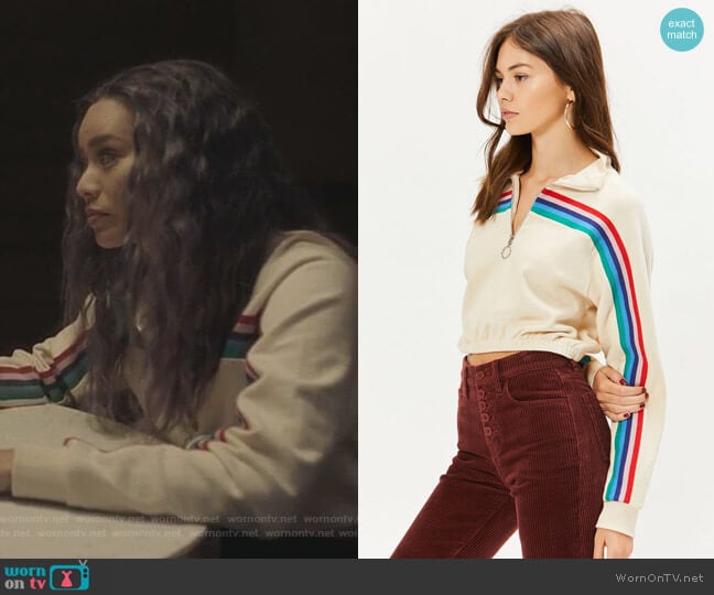 LA Hearts Rainbow Half Zip Cropped Sweatshirt worn by Clarice Fong (Jamie Chung) on The Gifted