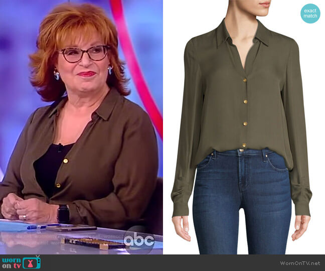 L'Agence Fiona Silk Shirred Sleeve Blouse worn by Joy Behar on The View