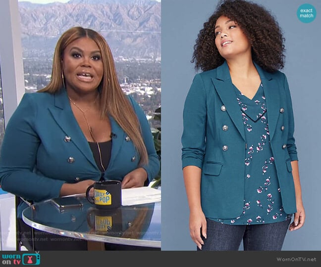 Lane Bryant Bryant Blazer worn by Nina Parker on E! News
