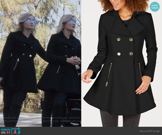 Laundry by Shelli Segal Double-Breasted Skirted Peacoat worn by The Frost Sisters (Skyler Samuels) on The Gifted
