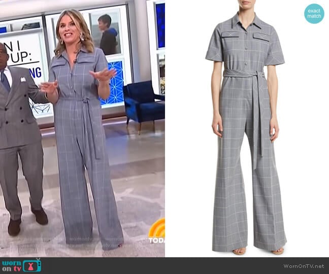 Lela Rose Checked Cady Jumpsuit worn by Jenna Bush Hager on Today