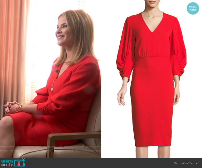 Lela Rose Wool Blend Crepe Full Sleeve Dress worn by Jenna Bush Hager on Today