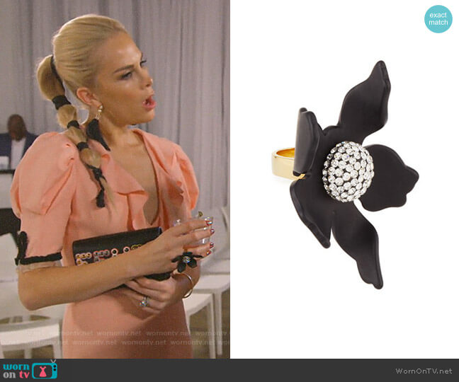 Lele Sadoughi Crystal Lily Ring worn by Kameron Westcott on The Real Housewives of Dallas
