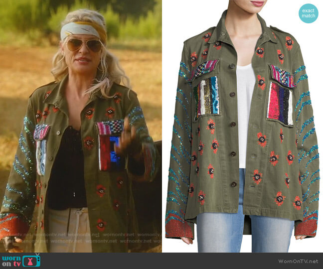Libertine Love Embellished Army Jacket worn by Alexis Carrington (Elaine Hendrix) on Dynasty