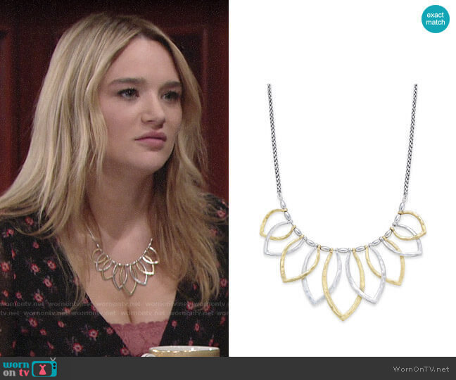 Lucky Brand Two Tone Petal Necklace worn by Summer Newman (Hunter King) on The Young and the Restless