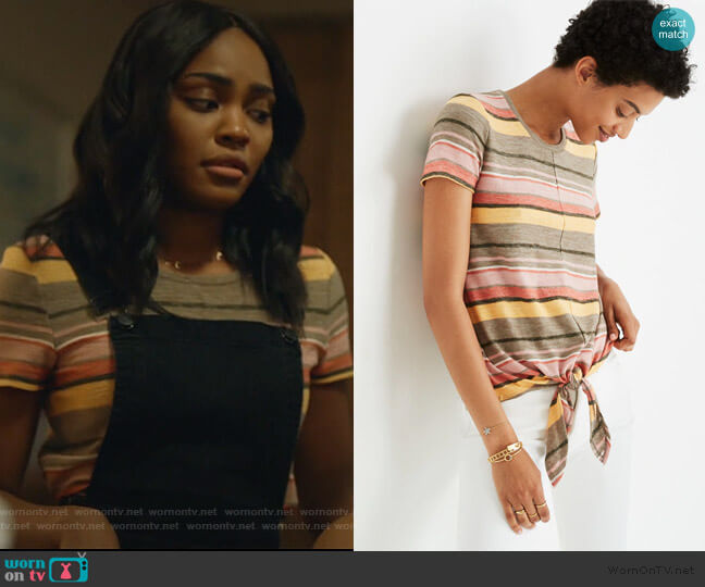 Madewell Texture & Thread Modern Tie-Front Top worn by Jennifer Pierce (China Anne McClain) on Black Lightning