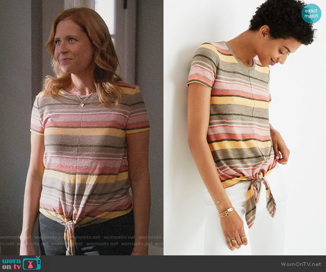 Madewell Texture & Thread Modern Tie-Front Top worn by Lena (Jenna Fischer) on Splitting Up Together