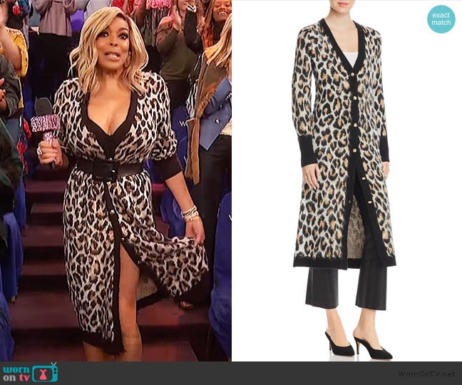 Marled x Olivia Culpo Leopard Print Duster Cardigan worn by Wendy Williams on The Wendy Williams Show