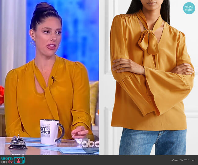 Michael Michael Kors Pussy-bow silk crepe de chine blouse worn by Abby Huntsman on The View