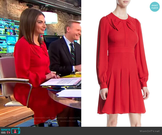 Michael Kors Collection Bow-Front Long-Sleeve Georgette Dress worn by Bianna Golodryga on CBS Mornings