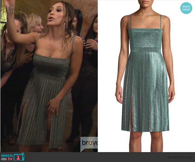 Misha Janelle Double-Slit Metallic Dress worn by Melissa Gorga on The Real Housewives of New Jersey