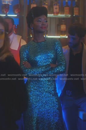 Monica’s sequin long sleeve dress on Dynasty