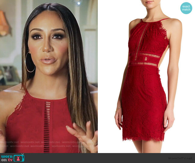 NBD Open Back Lace Halter Dress worn by Melissa Gorga on The Real Housewives of New Jersey