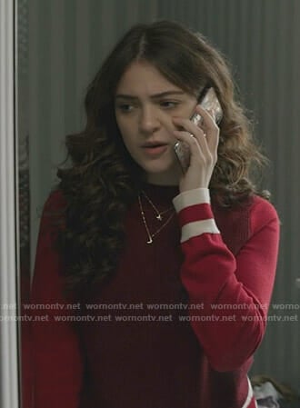 Olive’s red colorblock sweater on Manifest