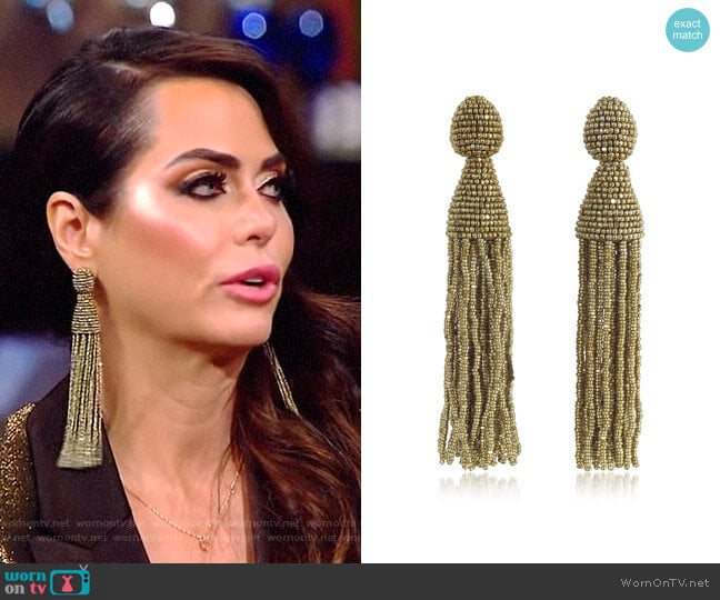 Oscar de la Renta Classic Long Tassel Clip-On Earrings worn by D’Andra Simmons on The Real Housewives of Dallas