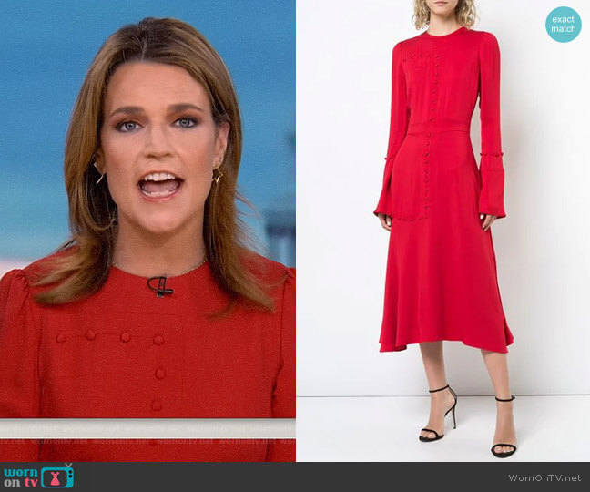 Prabal Gurung Silk Long-Sleeve A-Line Midi Dress worn by Savannah Guthrie on Today