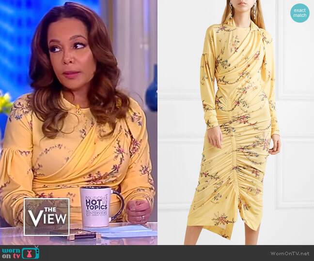 Preen by Thornton Bregazzi Louise ruched floral-print stretch-crepe dress worn by Sunny Hostin on The View