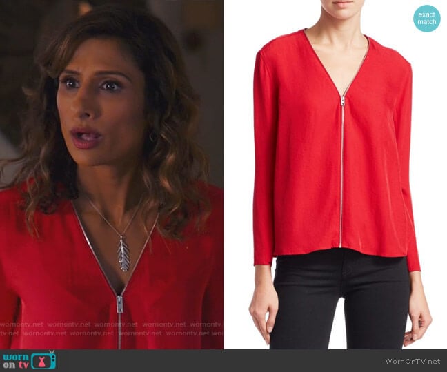 Rag & Bone Vanessa Top worn by Emet Kamala-Sweetzer (Sarayu Blue) on I Feel Bad