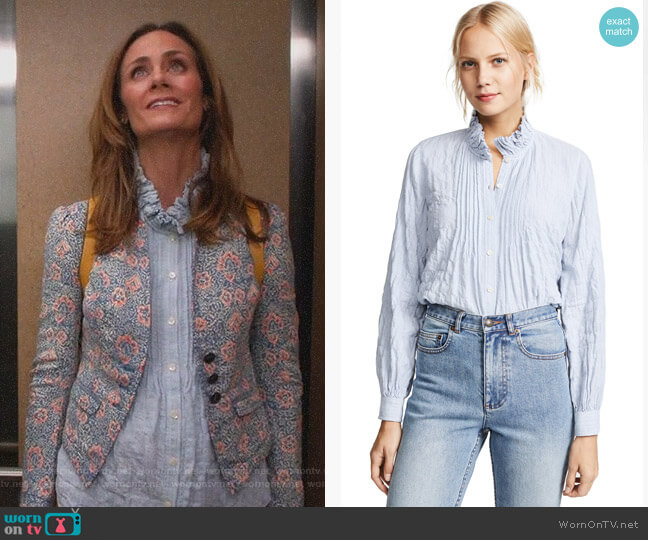 La Vie Rebecca Taylor Long Sleeve Soft Stripe Top worn by Maya (Diane Farr) on Splitting Up Together