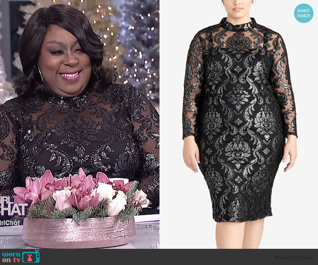 RACHEL Rachel Roy Metallic Jacquard Dress worn by Loni Love on The Real
