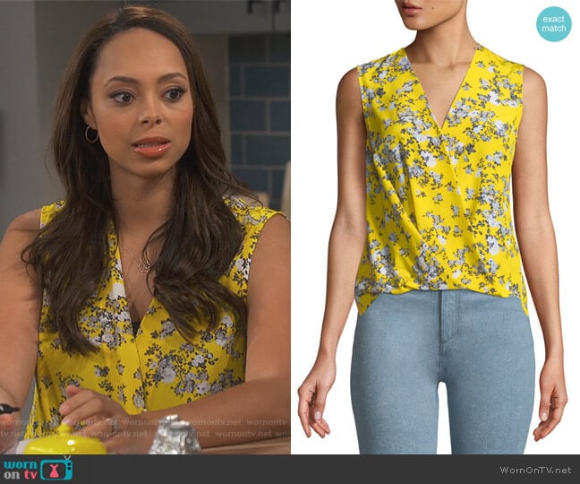 Rag and Bone Victor Sleeveless Wrap Blouse worn by Claire (Amber Stevens West) on Happy Together