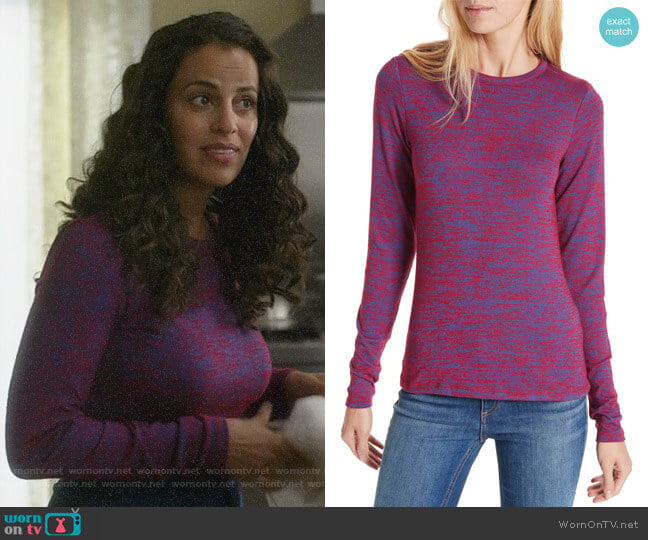 Rag & Bone Slim Long Sleeve Top worn by Grace Stone (Athena Karkanis) on Manifest