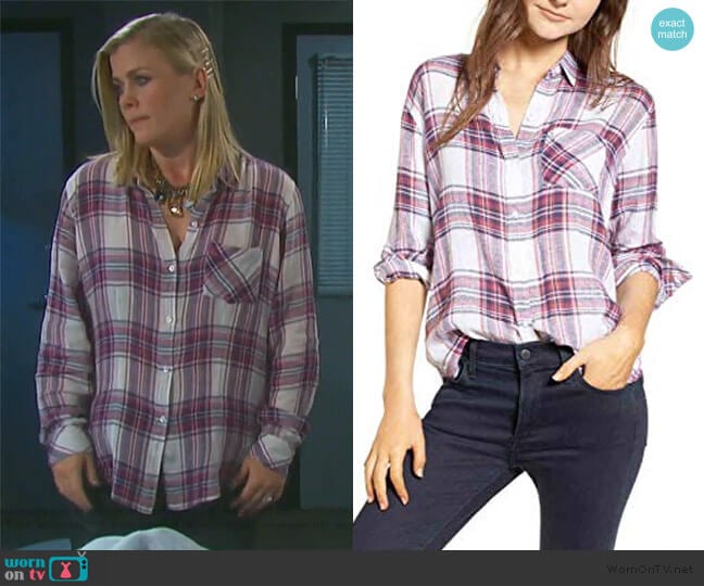Rails Charli Shirt in Raspberry Coast worn by Sami Brady (Alison Sweeney) on Days of our Lives
