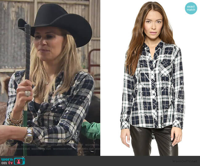 Rails Hunter Splatter Button Down worn by Jackie Goldschneider on The Real Housewives of New Jersey