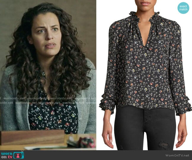 Rebecca Taylor Long-Sleeve Vine-Print Top worn by Grace Stone (Athena Karkanis) on Manifest
