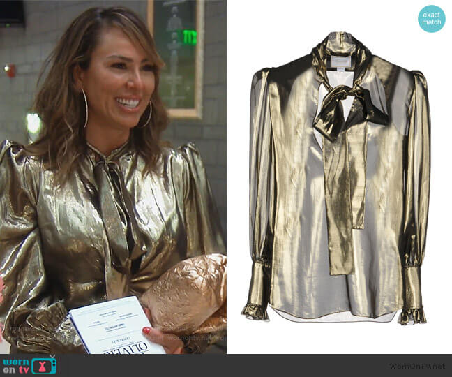 Redemption Metallic Blouse worn by Kelly Dodd on The Real Housewives of Orange County