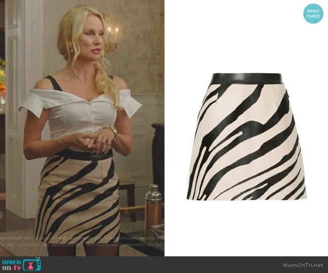 Roberto Cavalli Zebra Print A-line Skirt worn by Alexis Carrington (Elaine Hendrix) on Dynasty