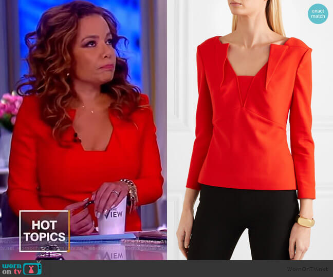 Roland Mouret Strand crepe top worn by Sunny Hostin on The View