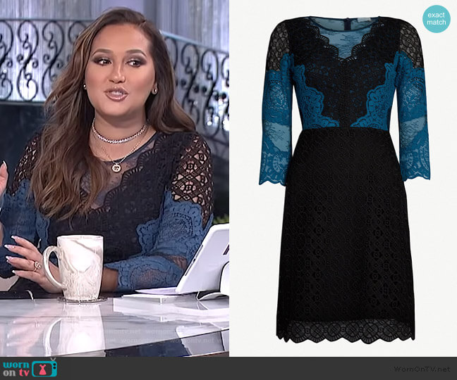 Sandro Belladone lace dress worn by Adrienne Houghton on The Real