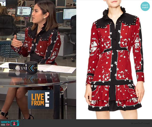 Sandro Grommet Detail Mini Dress worn by Erin Lim on E! News