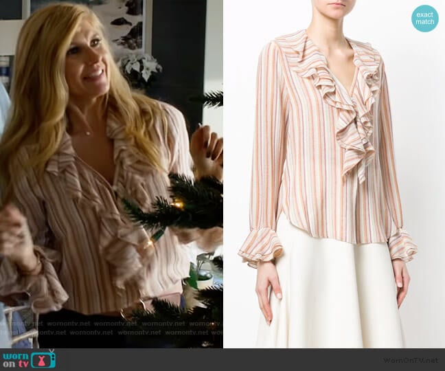 See By Chloe Striped Ruffle Blouse worn by Debra Newell (Connie Britton) on Dirty John