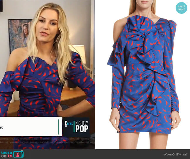 Self Portrait Ruffle Detail One-Shoulder Minidress worn by Morgan Stewart on E! News