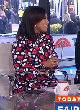 Sheinelle’s black floral smocked dress on Today