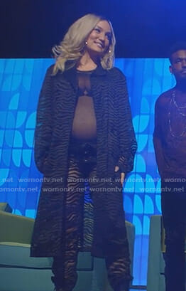 Star’s black zebra shadow stripe coat on Star