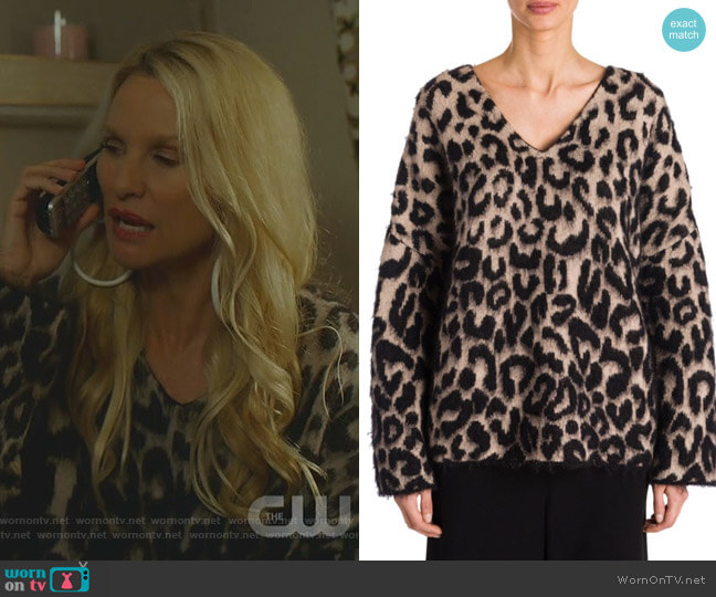 Stella McCartney Leopard-Print Mohair Sweater worn by Alexis Carrington (Elaine Hendrix) on Dynasty