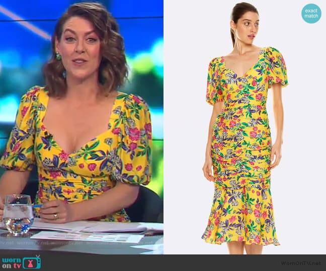 Talulah Finch Midi Dress worn by Gorgi Coghlan on The Project