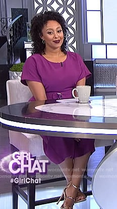 Tamera’s purple belted jumpsuit on The Real