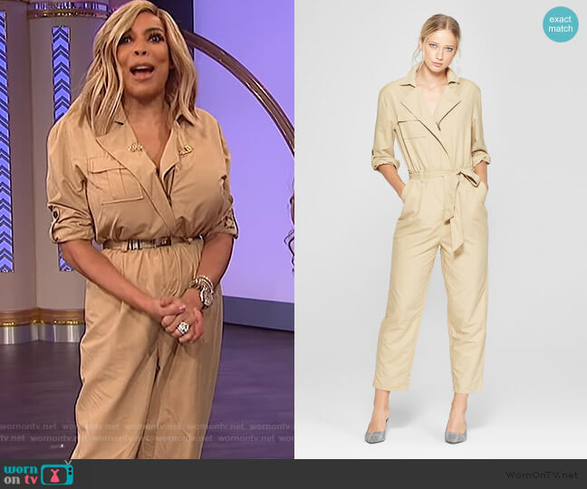Who What Wear Long Sleeve Utility Jumpsuit worn by Wendy Williams on The Wendy Williams Show