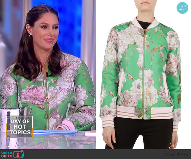 Ted Baker Anjelie Iguazu Jacquard Bomber Jacket worn by Abby Huntsman on The View