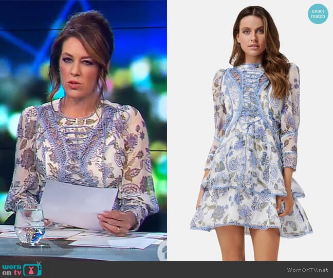 Thurley Bluebell Print Mini Dress worn by Gorgi Coghlan on The Project