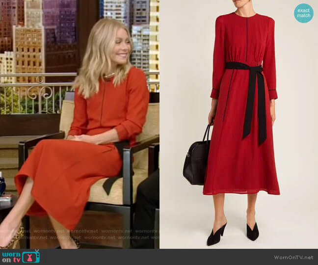 Cefinn Tie-Waist Voile Midi Dress worn by Kelly Ripa on Live with Kelly and Mark