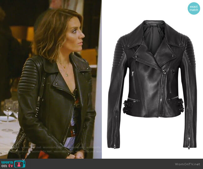 Tom Ford Leather biker jacket worn by Cary Deuber on The Real Housewives of Dallas