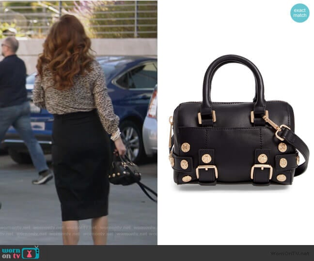 Topshop Bianca Studded Faux Leather Bowler Bag