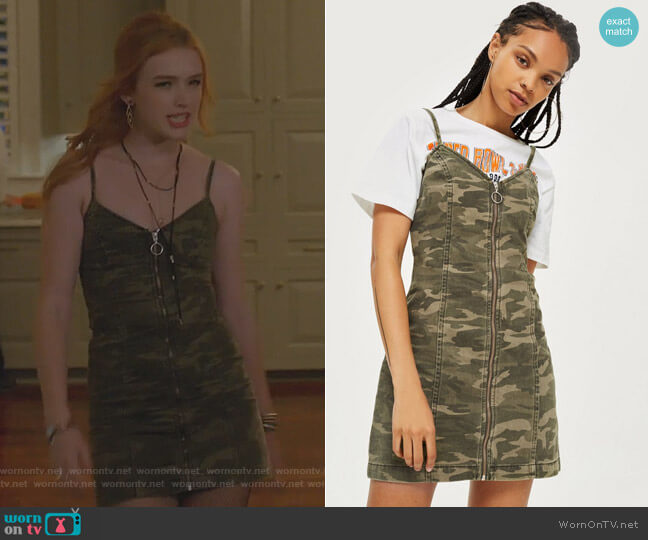 Topshop Camo Zip Up Denim Dress worn by Kirby Anders (Maddison Brown) on Dynasty