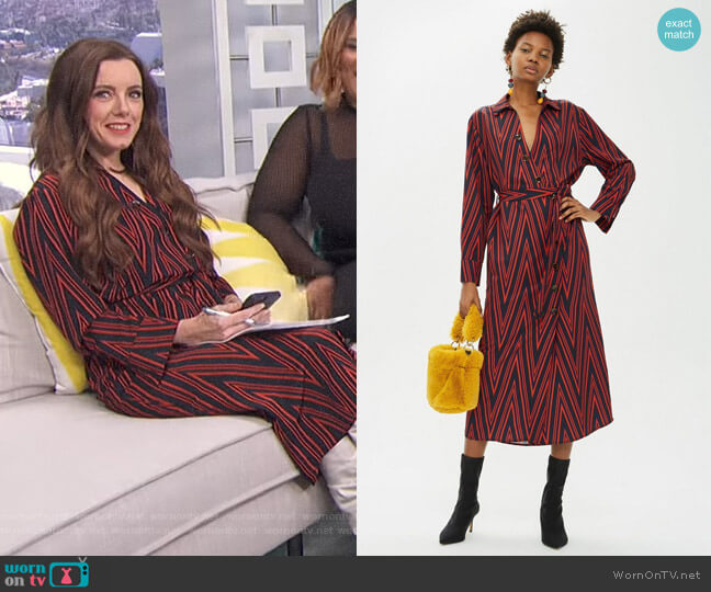Topshop PETITE Print Horn Button Midi Shirt Dress worn by Melanie Bromley on E! News